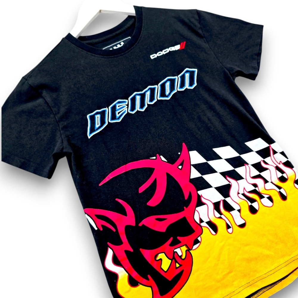 Dodge x Reason Demon T Shirt Mens S Black Graphic Flame Racing Limited Edition